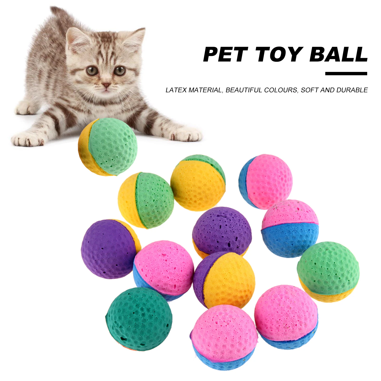 

12pcs Cat Latex Balls Toys Cat Interactive Teaser Cat Scratch Foam Balls Teaser Exercise Automatic Interactive Toy
