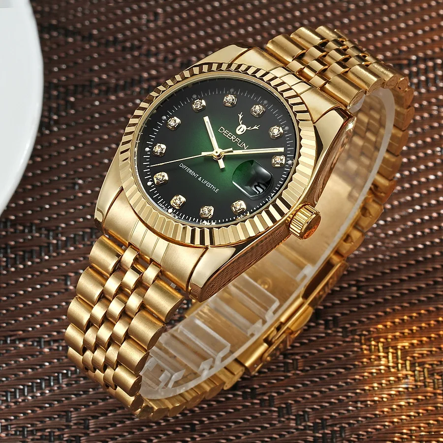 Швейцарские часы oyster perpetual Rolexable datejust MIYOTA, кварцевые классические деловые золотые часы с алмазной поверхностью reloj hombre - Цвет: ROL DJ205