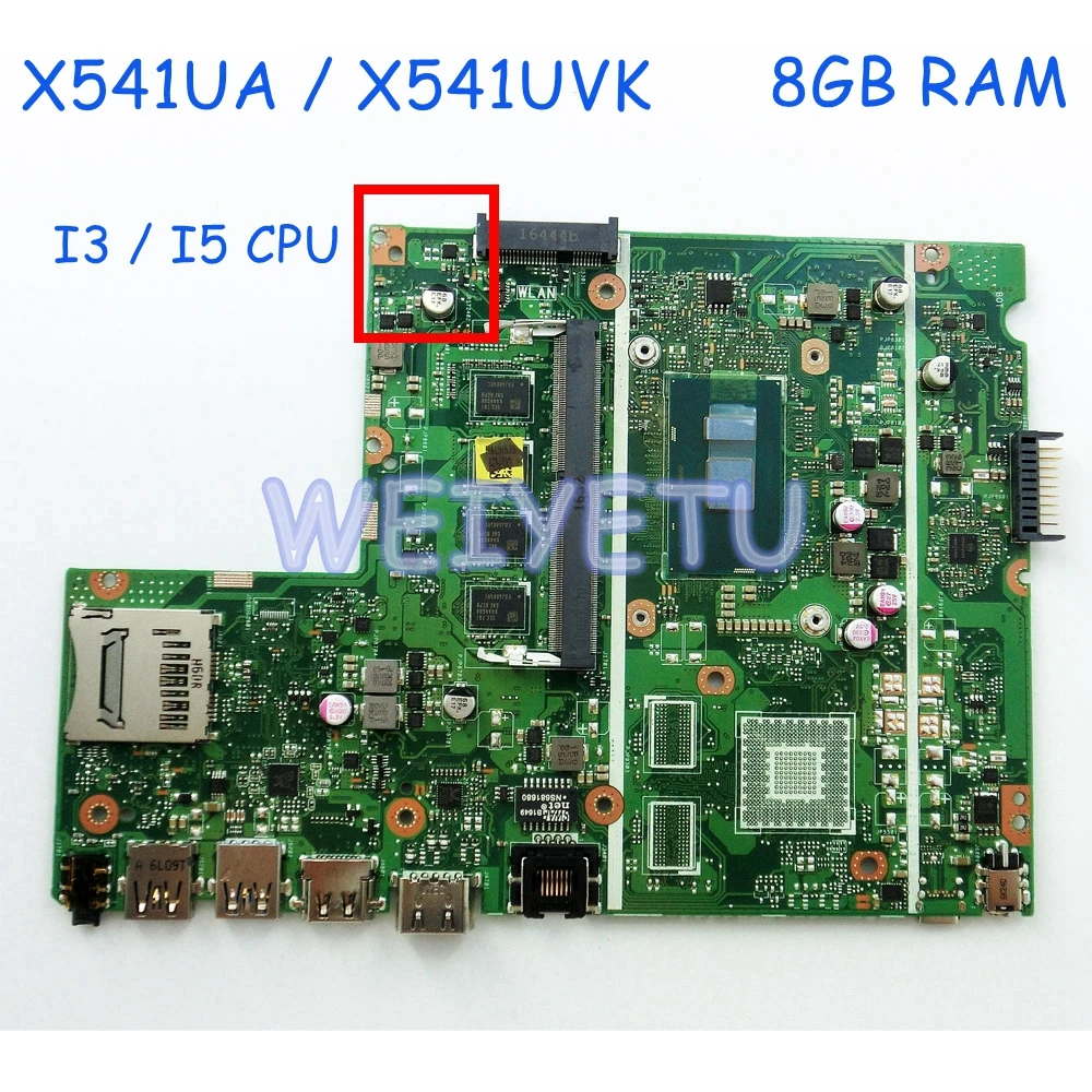Материнская плата X541UAK 8 Гб DDR4 с I3 I5CPU для ASUS X541U X541UA X541UVK X541UV X541UJ материнская