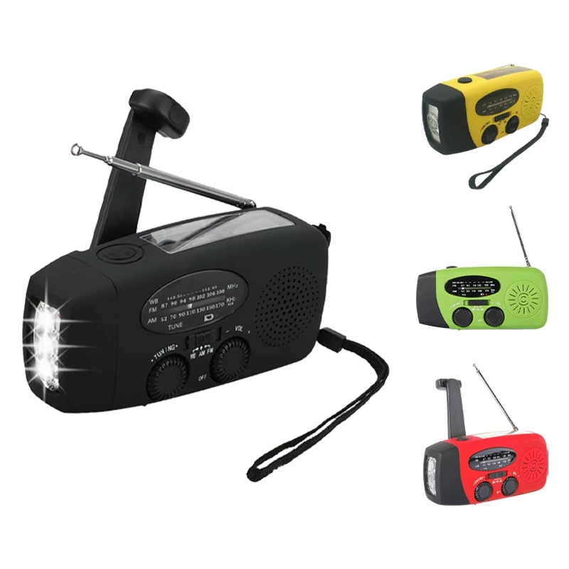 

Solar Hand-Cranked Multi-Band Radio AM/FM/WB Weather Radio with Light for Camping, Survival, Travel, Emergency