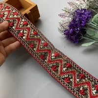 2 yards retro red sequins lace trims webbing embroideried ribbons tapes for clothes bag shoes decor diy sewing accessories