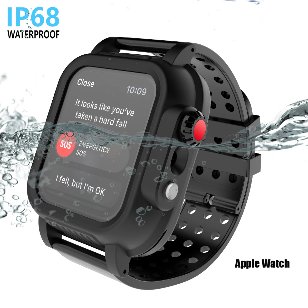 Черный Для Apple Watch Series 3 42 мм Чехол IP68 водонепроницаемый 360 полная защита бампер чехол для iWatch 3 42 мм чехол с ремешком для часов - Цвет: Черный