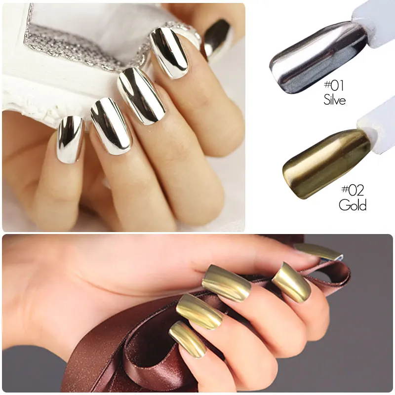 Modelones голографическая пудра для ногтей Серебряная зеркальная блестящая высокого