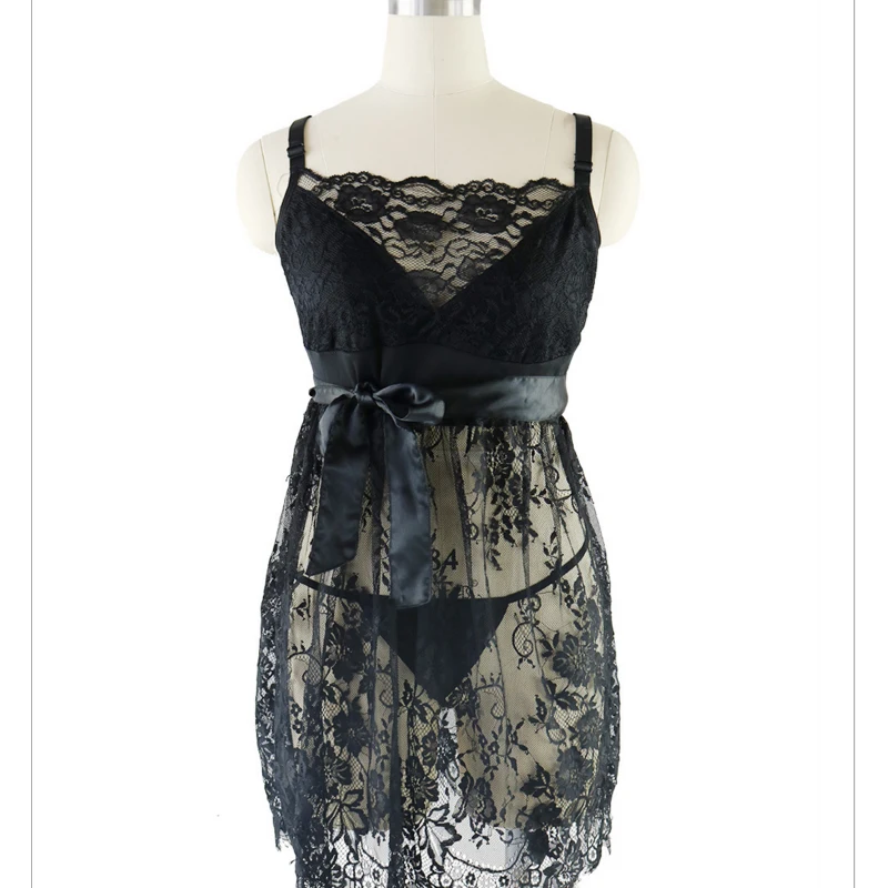 Plus Size Women Lingerie Sexy Lace Sleepwear Female Hollow-Out Nightdress Porno Transparent Babydoll Costume 5XL Underwear D35 |