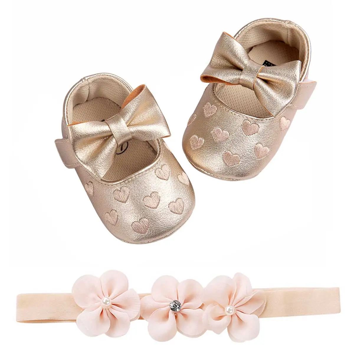 Новинка 2020 года Комплект для новорожденных девочек Обувь крещения и повязка на