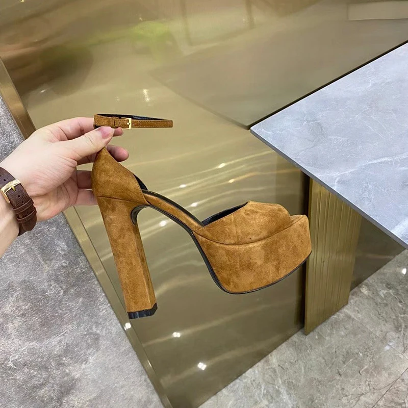 

2021 women Leather super high-heeled shoes 16cm waterproof platform 6cm wedding banquet catwalk shoes worldwide free delivery