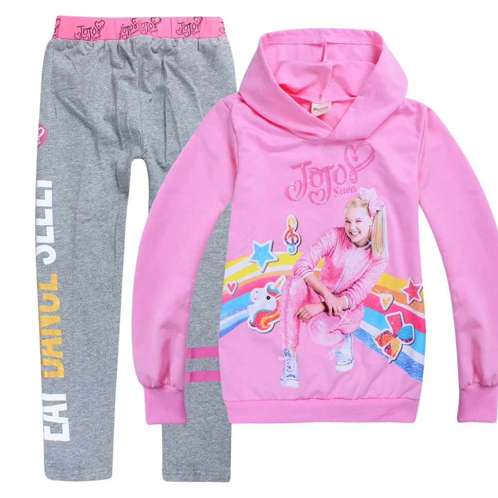 Новинка года; сезон весна-осень; JOJO Siwa; комплекты одежды для девочек; толстовка с капюшоном+ брюки; комплект одежды; детская спортивная одежда из хлопка - Цвет: Set