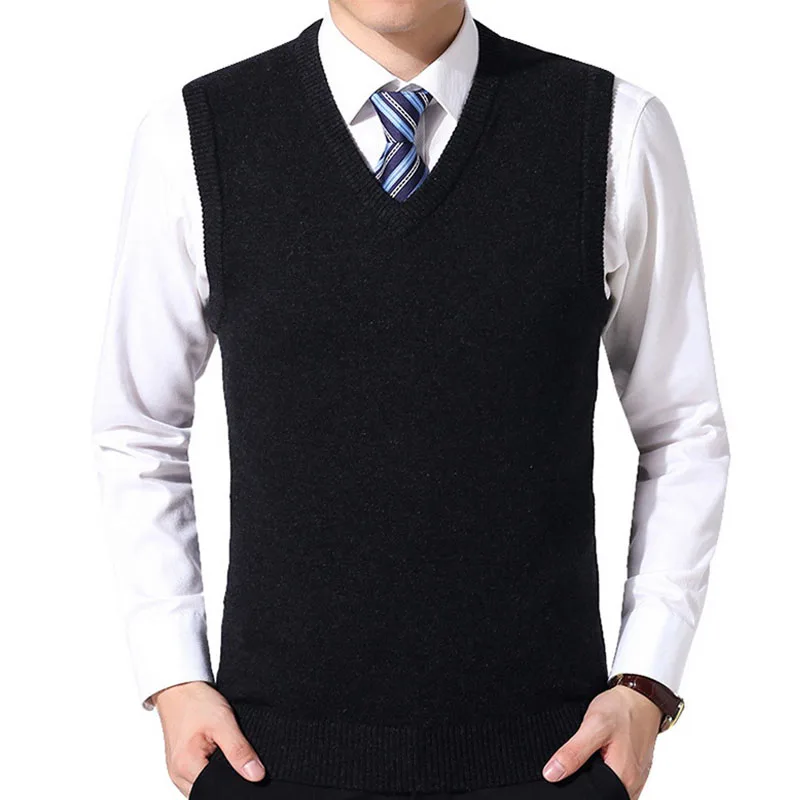 Модные жилеты мужской свитер жилет однотонный шерстяной Повседневный пуловер