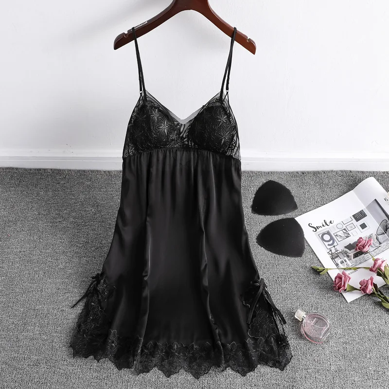 Сексуальная ночная рубашка летние пикантные шелковисто полые Изысканная