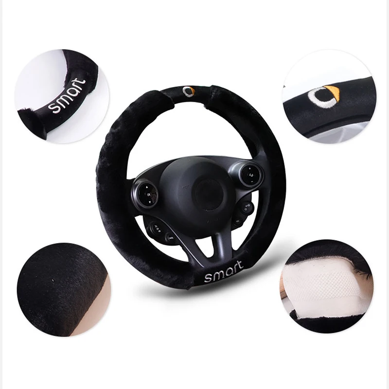 Автомобильный плюшевый чехол на руль внутреннее нескользящее украшение для Mercedes