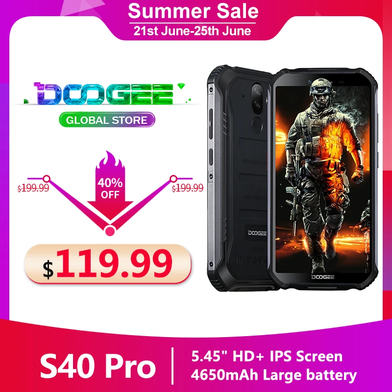 DOOGEE S40 Pro IP68 прочный мобильный телефон 4 Гб Оперативная память 64 Встроенная 5 45