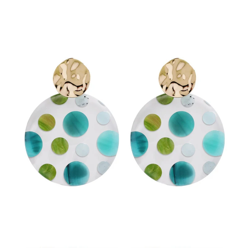 

Summer Exaggerated Wave Point Earrings For Women 2021 new Sky Blue Japanese and Korean fashion Circle Hanging Earrings