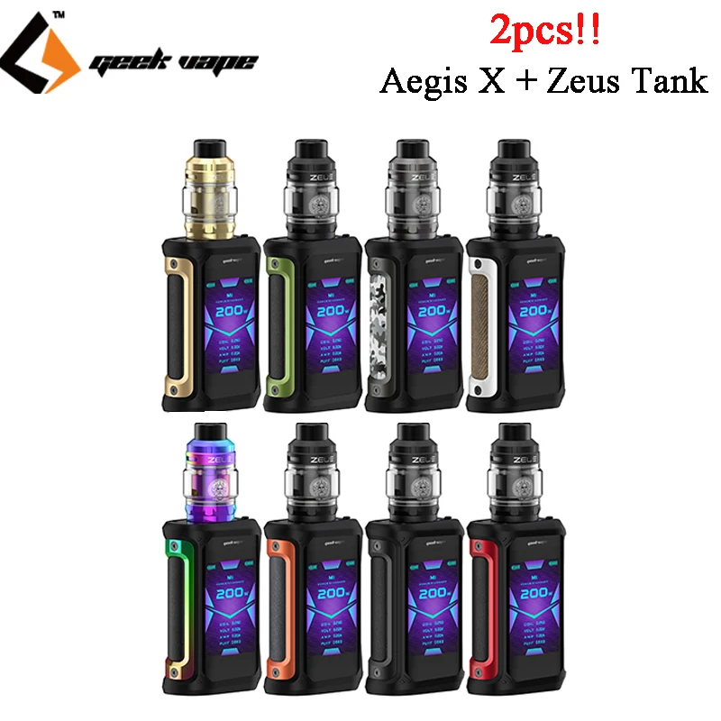 2 шт.! Оригинальный GeekVape Aegis X Zeus Комплект 200 Вт коробка мод с 5 мл Sub Ом Танк против Solo
