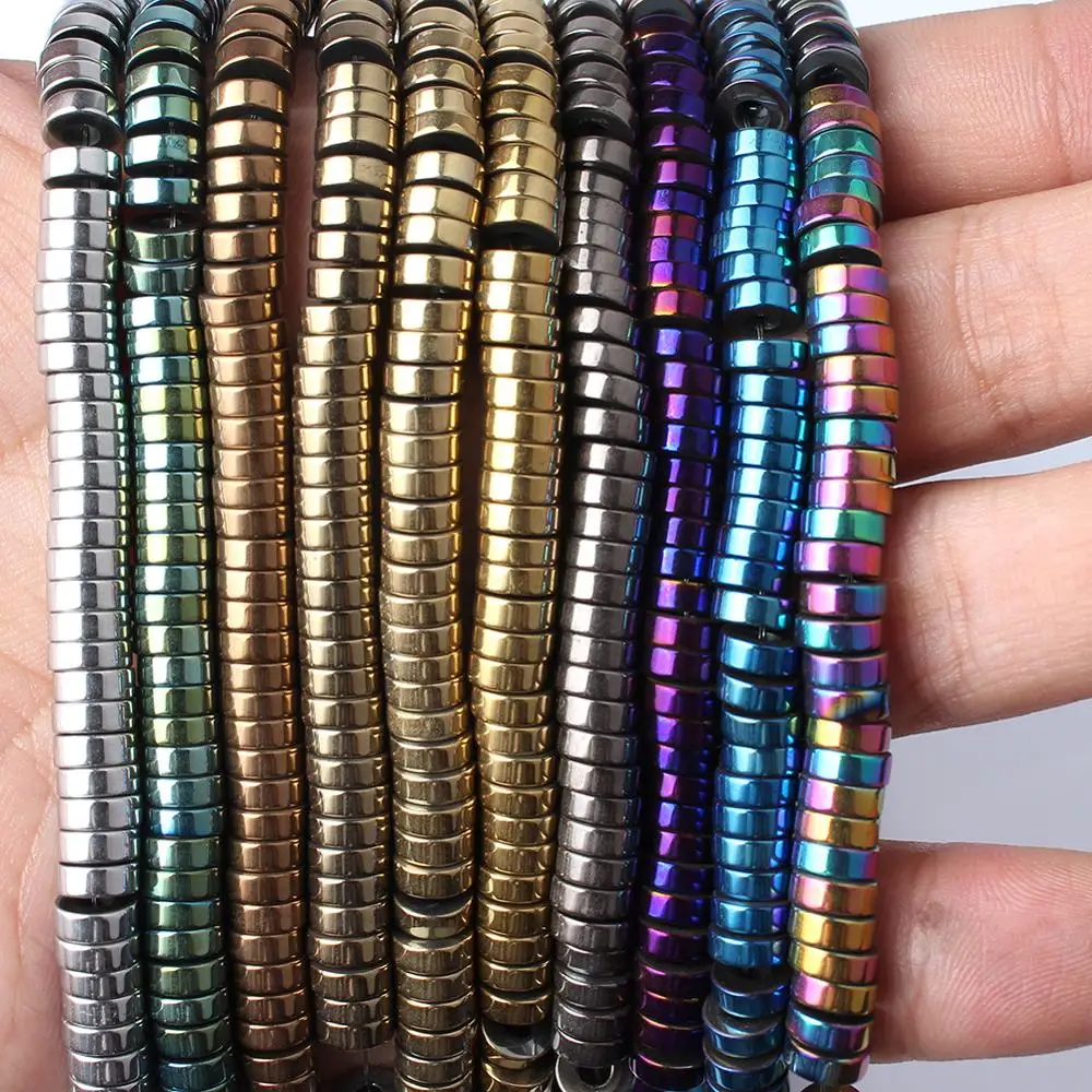 

6*2mm Natural Stone Column Shape Multicolor Hematite Loose Spacer Beads Big Hole Bead For Making DIY Bracelet Pendant Jewelry