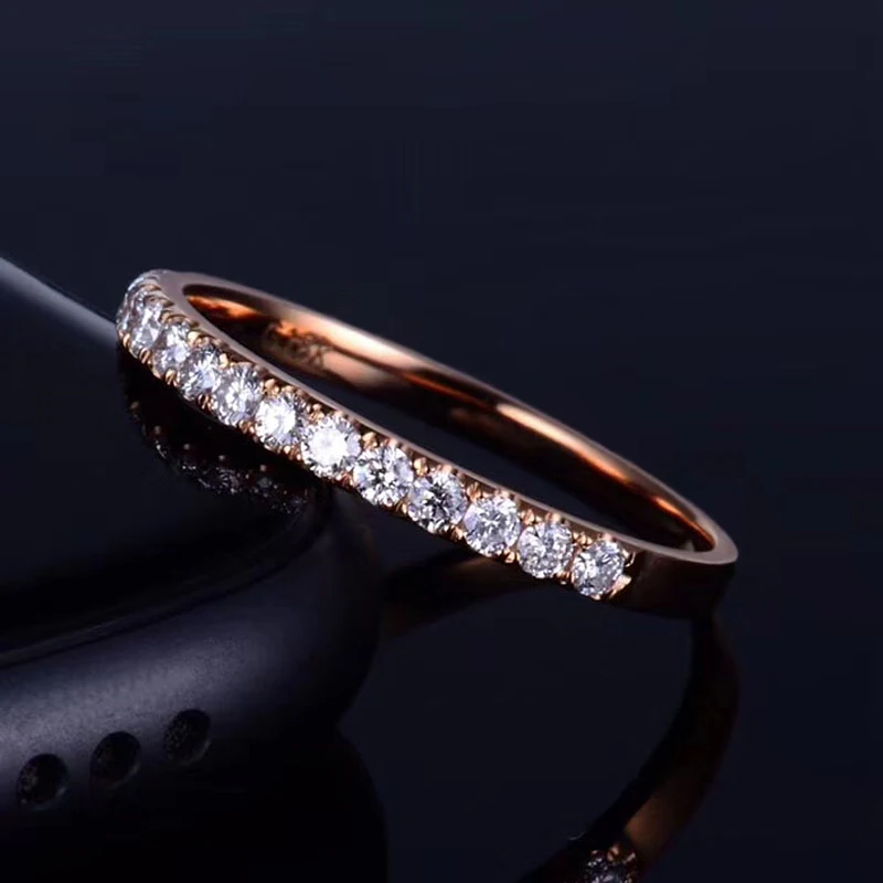 14k розовое золото Муассанит кольцо лаборатория алмаз DF цвет обручальное