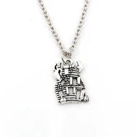 20pcs antique silver zinc alloy cute haunted house ghost charm pendant necklaces 18inches 13 5x20mm pendant a 578d
