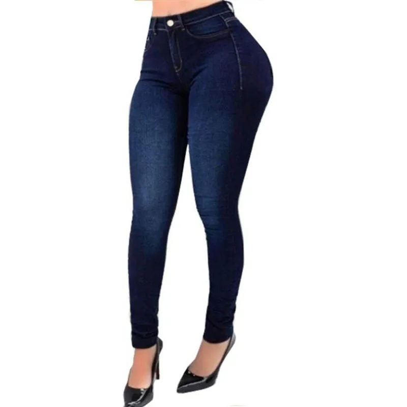 

Women's Jeans High Waist Stretch Skinny Denim Pants 2021 Autumn Winter Blue Retro Washed Elastic Slim Pencil Trousers