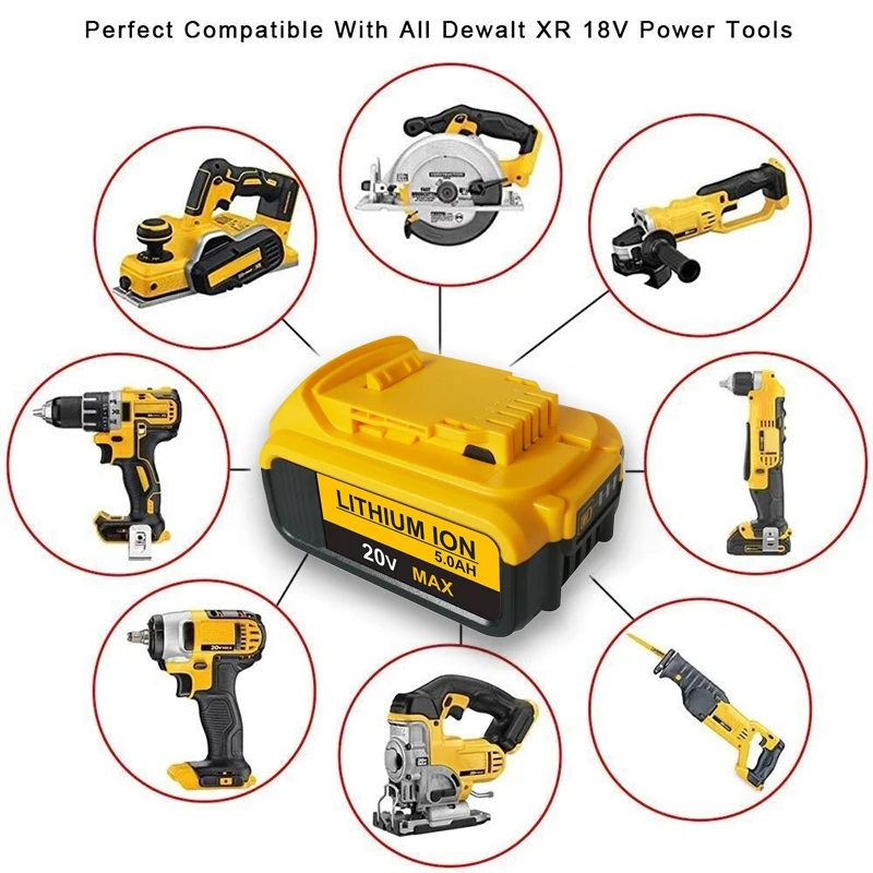 Сменный литий-ионный аккумулятор для электроинструментов DeWalt DCB205 DCB201 20 в 6000 мАч |