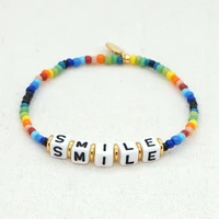 go2boho bracelet gift bracelets for women pulsera mujer armband colorful beads femme boho jewelry smile letter fashion bohemian