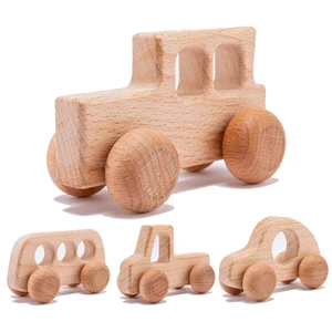 4pc Wooden Baby Car Toys Beech Wooden Blocks Animal Dogs Cartoon
Educational Montessori Toys For Children Teething Baby Teether