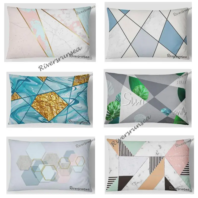 Прямоугольная подушка для дивана 30x50 см в скандинавском стиле с геометрическим