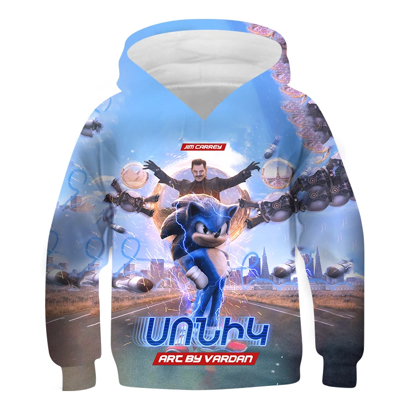 

New Anime Super Sonic 3D Hoodies Cartoon Sweatshirt Hoodie Boys Girls Children Cool Long Sleeve Cartoon Sweatshirt Hoodie