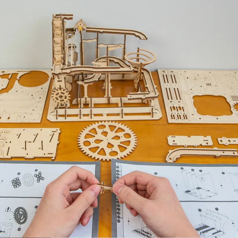 4 вида Мраморная игра сделай сам водный круг деревянная модель строительные