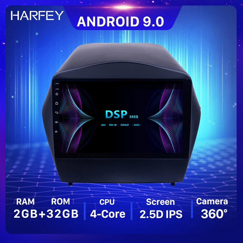 Harfey HD сенсорный экран Android 9.0 9 &quotРадио для 0 2009 2010-2015 Hyundai IX35 с GPS Sat Nav Bluetooth WIFI USB 2011 P