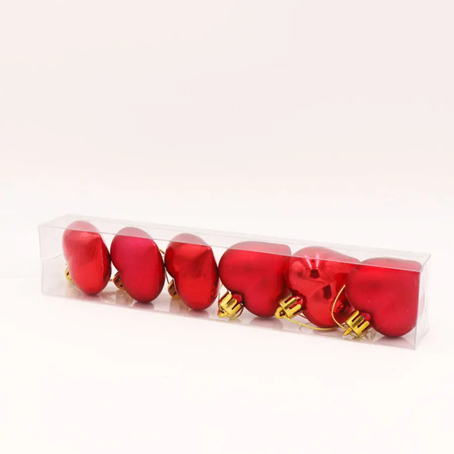 Red Heart Natal 6 шт./упак. сердце рождественские подвесные шары Рождественская елка украшения для рождественской вечеринки рождественские украшения для дома - Цвет: Red Heart