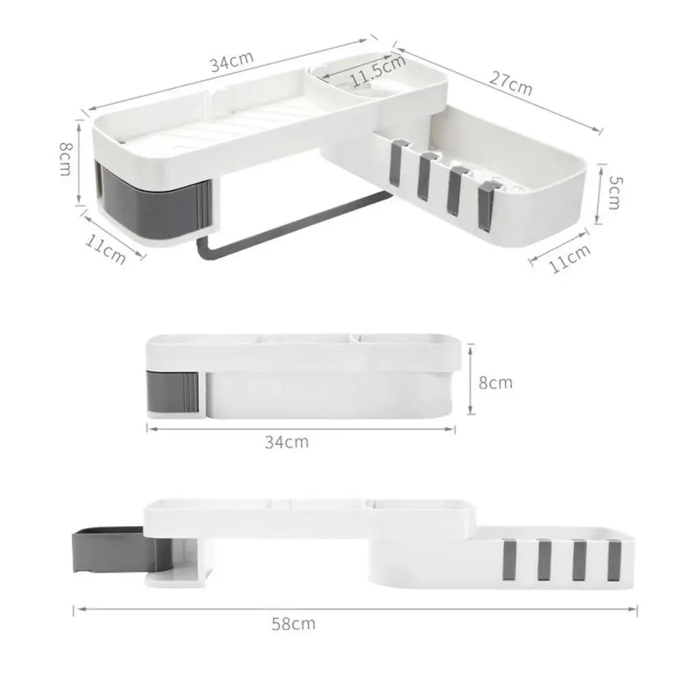 

Bathroom Shelf Corner Shelves Shampoo Holder Kitchen Organizer Storage Items Rack Household Holder Space Mess Shower Wall S K2K4