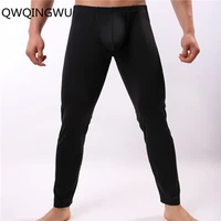 men long johns sexy ice silky u convex mens under pants bottoms pajama middle waist tight legging pouch warm long johns
