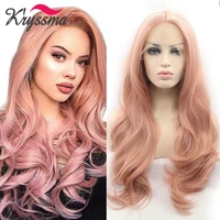 kryssma pink red wig honey blonde synthetic lace front wig heat resistant fake hair ginger body wave cosplay female lace wigs