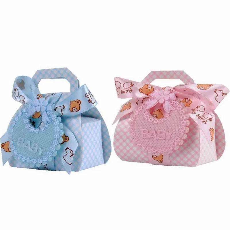 

Blue Pink Cute Cartoon Bear Candy Bag Baby Shower It's A Boy Or It's A Girl Party Christening & Baptism Reveal Gender Babyshower