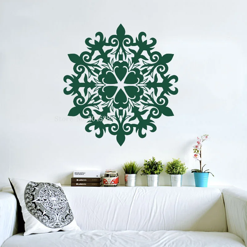 Дизайнерские наклейки на стену с мандалой простой цветок Виниловая наклейка