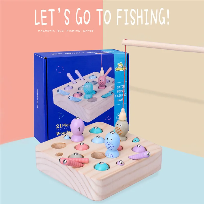 Детские деревянные игрушки магнитный Рыболовный набор детская игрушка