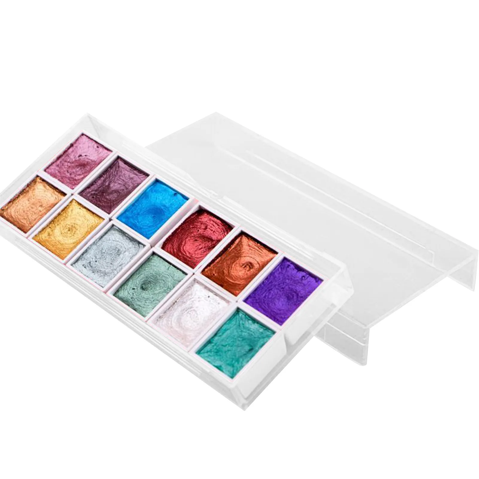 

Metallic Watercolor Painting Set 12/36 Vivid Color in Portable Box Quick Dry Smooth Gift for Artist Students SCVD889