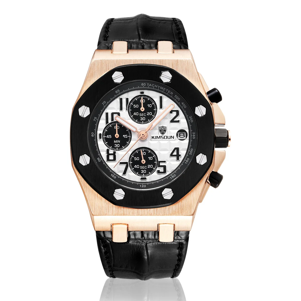 Switzerland Royal Rolexable Japan Miyota кварц часы три глаза многофункциональный синхронизации кожа водонепроницаемый календарь montre homme - Цвет: orange