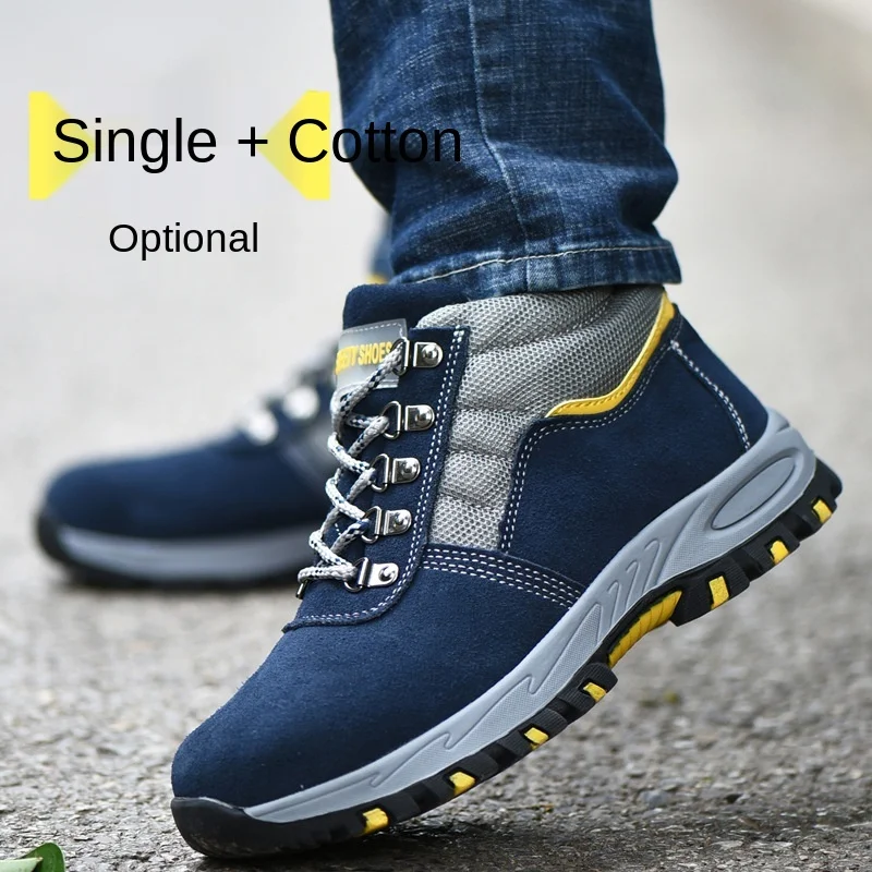 

Labor Protection Shoes Men Steel Toe Cap Anti-Smashing Construction Site Safety Welder Work Shoes High-Top Old Protection Summer