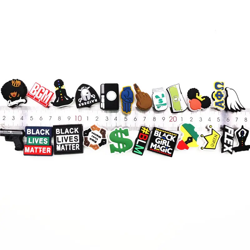 Black Girl Magic Shoe Charms Accessories Black Lives Matter BGM BLM Dollar Shoe Decoration for croc jibz Kids Party X-mas Gifts