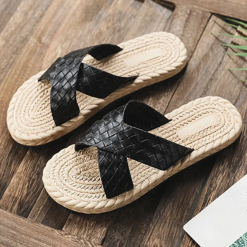 

Slippers Casual Beach Shoes String Bead Slipers Women Low Slides Luxury Sabot Summer 2021 Flat Scandals PU Rubber Fashion Fabric