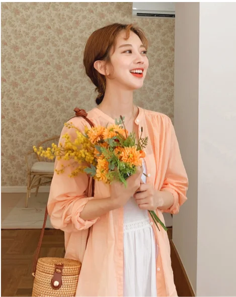 Однотонная синяя рубашка весенние женские повседневные топы льняные хлопковые