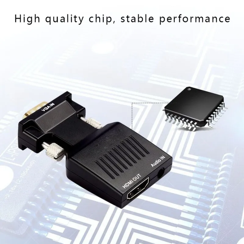 VGA To HDMI Gold-Plated Adapter 1080p Video Audio Adattatore For Laptop Computer |