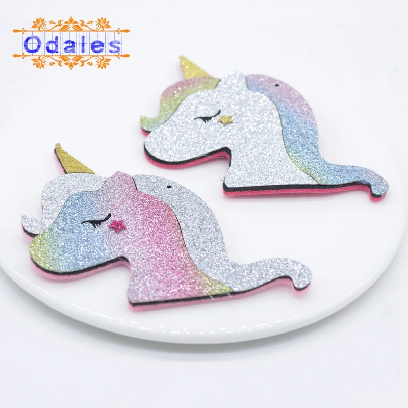 8 шт./лот самодельная аппликация в виде лошади большой золотой рог единорог для
