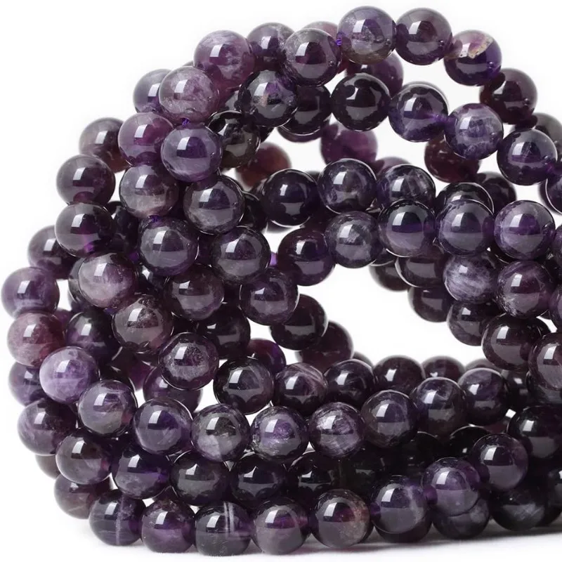 Натуральные круглые Аметистовые бусины для изготовления ювелирных изделий 4/6/8/10