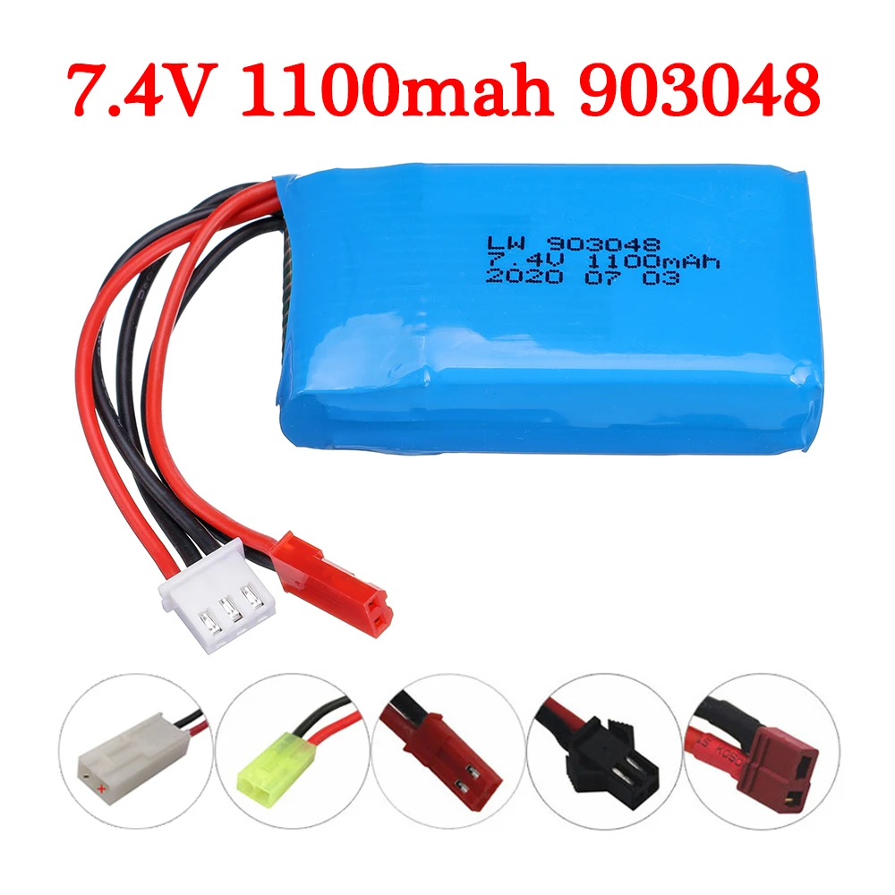 

7.4V 1100mah LiPo Battery For Wltoys V353 A949 A959 A969 A979 k929 RC Cars Helicopters Boats battery Parts 903048 2S Battery