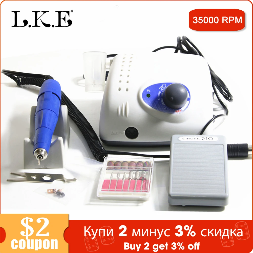 LKE 35000 об/мин Новые сильные 210 102L 65 Вт маникюрные дрели Машинка для педикюра