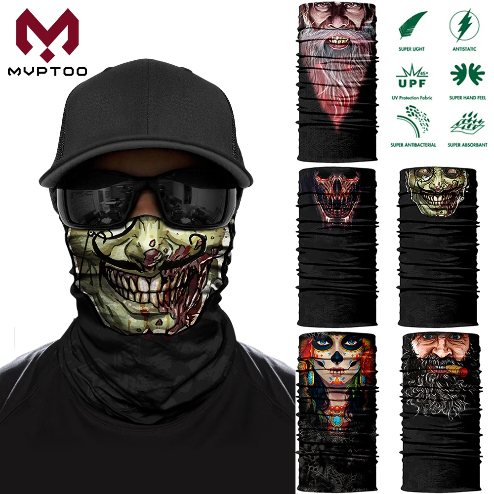 Бесшовная Балаклава с 3D рисунком шарф монстр для езды на мотоцикле теплый шейный