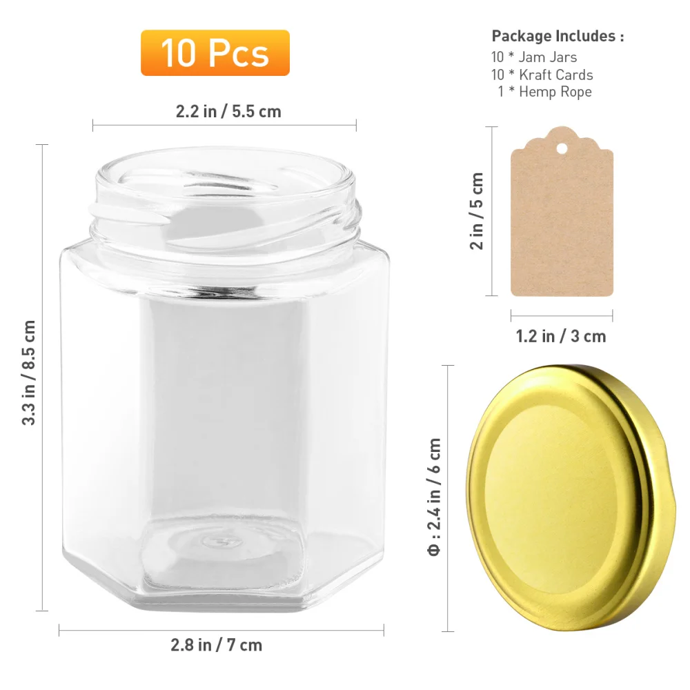 

HEMOTON 10pcs Jam Jars Glass Spice Jars Portable Useful Honey Jars for Home Kitchen Wedding Favors 180ML
