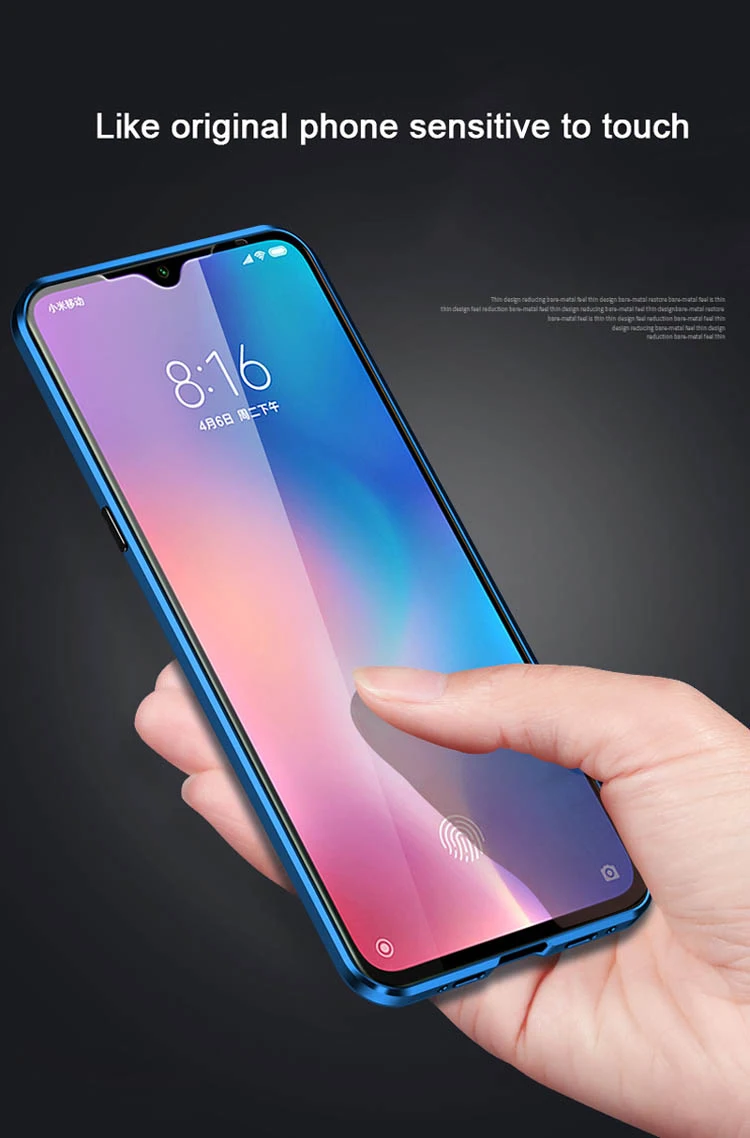 Магнитный металлический чехол для Xiaomi Mi 9 SE CC9 A3 переднее и заднее стекло телефона