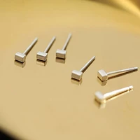 new s925 sterling silver stud earrings simple mini stereo rectangle stud earrings temperament geometric shape earrings
